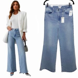 Good American Good Waist Palazzo Jeans Size 8/29 NWT Blue452 Wide Leg Trouser